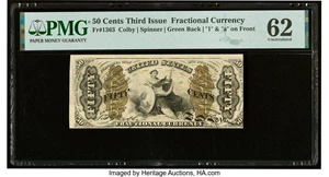 image for: Fr. 1363 50¢ Third Issue Justice PMG Uncirculated 62....
