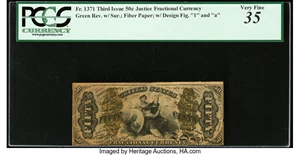 image for: Fr. 1371 50¢ Third Issue Justice PCGS Very Fine 35....