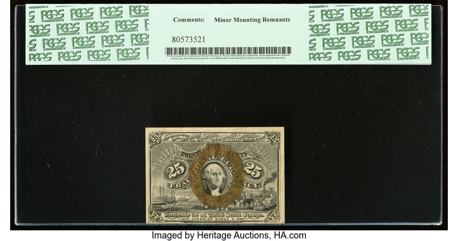 image for: Inverted Back Surcharge Fr. 1283 25¢ Second Issue PCGS Choice New 63....