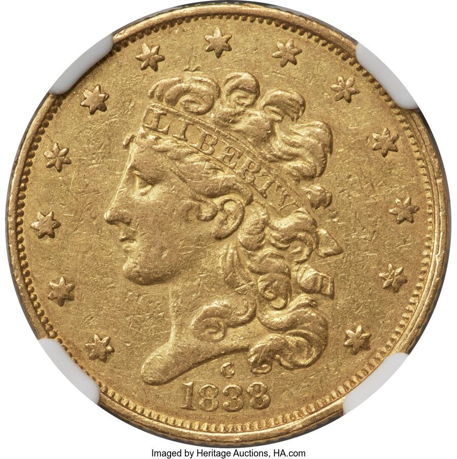 image for: 1838-C $5 HM-2, Winter-2, R.5, XF40 NGC....