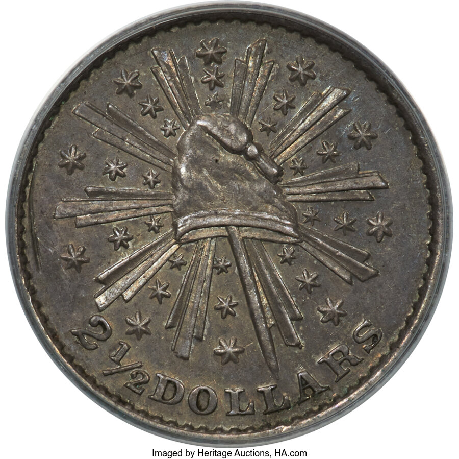 image for: 1849 Pacific Company Quarter Eagle Die Trial AU55 PCGS. Kagin Unlisted. ...