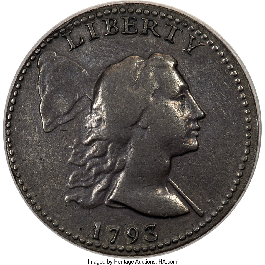 image for: 1793 1C Liberty Cap, S-13, B-20, Low R.4, VF30 PCGS. CAC....