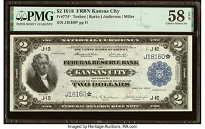 image for: Fr. 774* $2 1918 Federal Reserve Bank Star Note PMG Choice About Unc 58 EPQ....