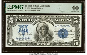 image for: Fr. 271 $5 1899 Silver Certificate PMG Extremely Fine 40....