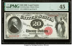 image for: Fr. 147 $20 1880 Mule Legal Tender PMG Choice Extremely Fine 45....