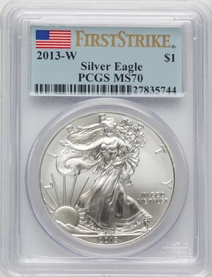 image for: 2013-W $1 Silver Eagle, First Strike, MS70 PCGS....