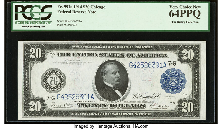 image for: Fr. 991a $20 1914 Federal Reserve Note PCGS Very Choice New 64PPQ....