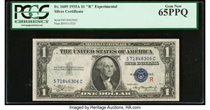 image for: Fr. 1609 $1 1935A R Silver Certificate. PCGS Gem New 65PPQ....