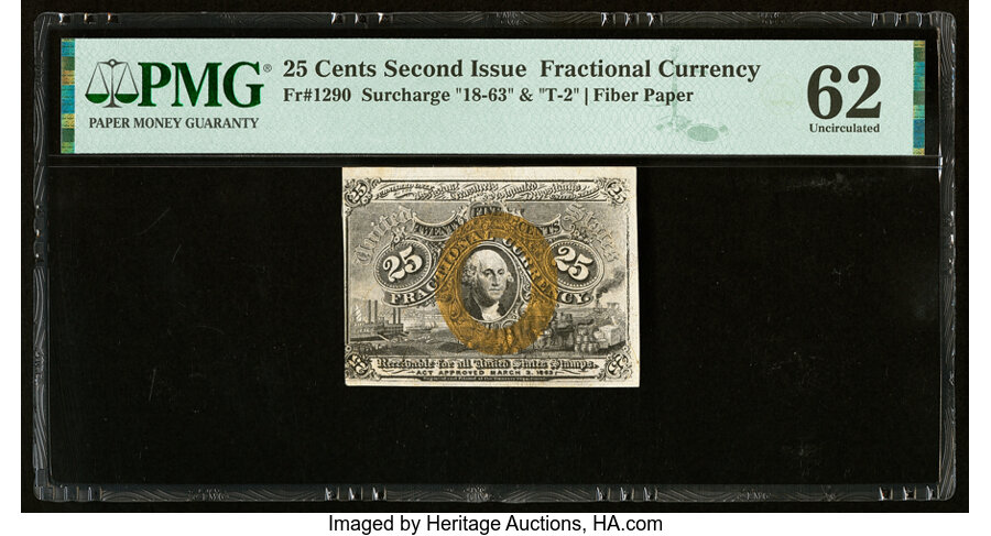 image for: Fr. 1290 25¢ Second Issue PMG Uncirculated 62....