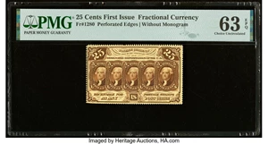image for: Fr. 1280 25¢ First Issue PMG Choice Uncirculated 63 EPQ....