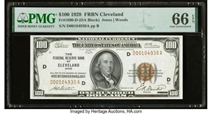 image for: Fr. 1890-D $100 1929 Federal Reserve Bank Note. PMG Gem Uncirculated 66 EPQ....
