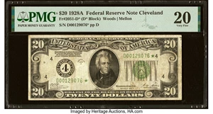 image for: Fr. 2051-D* $20 1928A Federal Reserve Star Note. PMG Very Fine 20....
