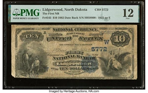 image for: Lidgerwood, ND - $10 1882 Date Back Fr. 545 The First National Bank Ch. # (W)5772 PMG Fine 12....