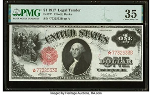 image for: Fr. 37* $1 1917 Legal Tender Star PMG Choice Very Fine 35....