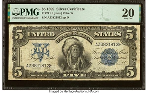 image for: Fr. 271 $5 1899 Silver Certificate PMG Very Fine 20....