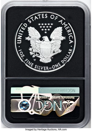 image for: 2021-W $1 Silver Eagle, Type One Heraldic Eagle, Early Releases, PR70 Ultra Cameo NGC. Hand-signed, Edmund C. Moy....