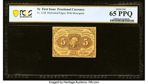 image for: Fr. 1228 5¢ First Issue PCGS Banknote Gem Unc 65 PPQ....