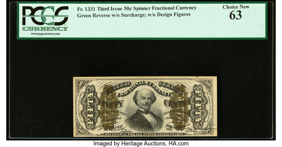 image for: Fr. 1331 50¢ Third Issue Spinner PCGS Choice New 63....