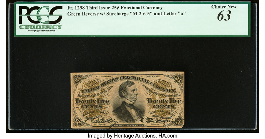 image for: Fr. 1298 25¢ Third Issue PCGS Choice New 63....