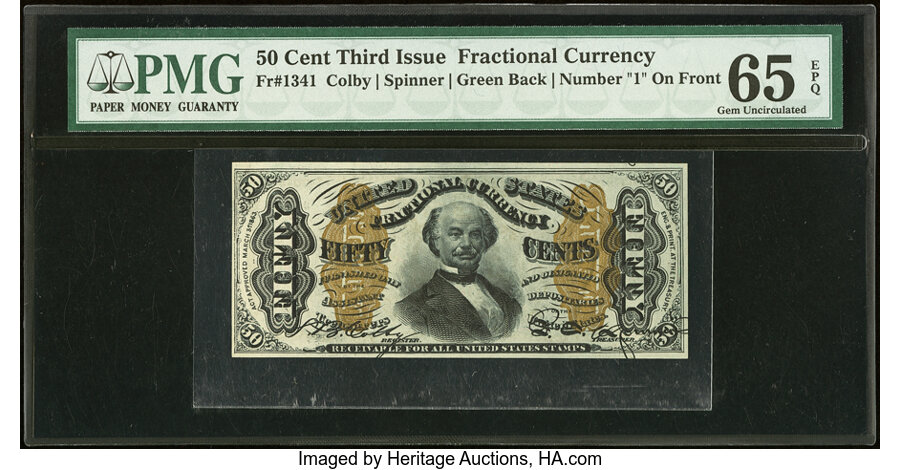 image for: Fr. 1341 50¢ Third Issue Spinner Type II PMG Gem Uncirculated 65 EPQ....