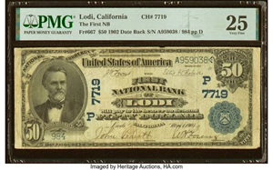 image for: Lodi, CA - $50 1902 Date Back Fr. 667 The First National Bank Ch. # (P)7719 PMG Very Fine 25....