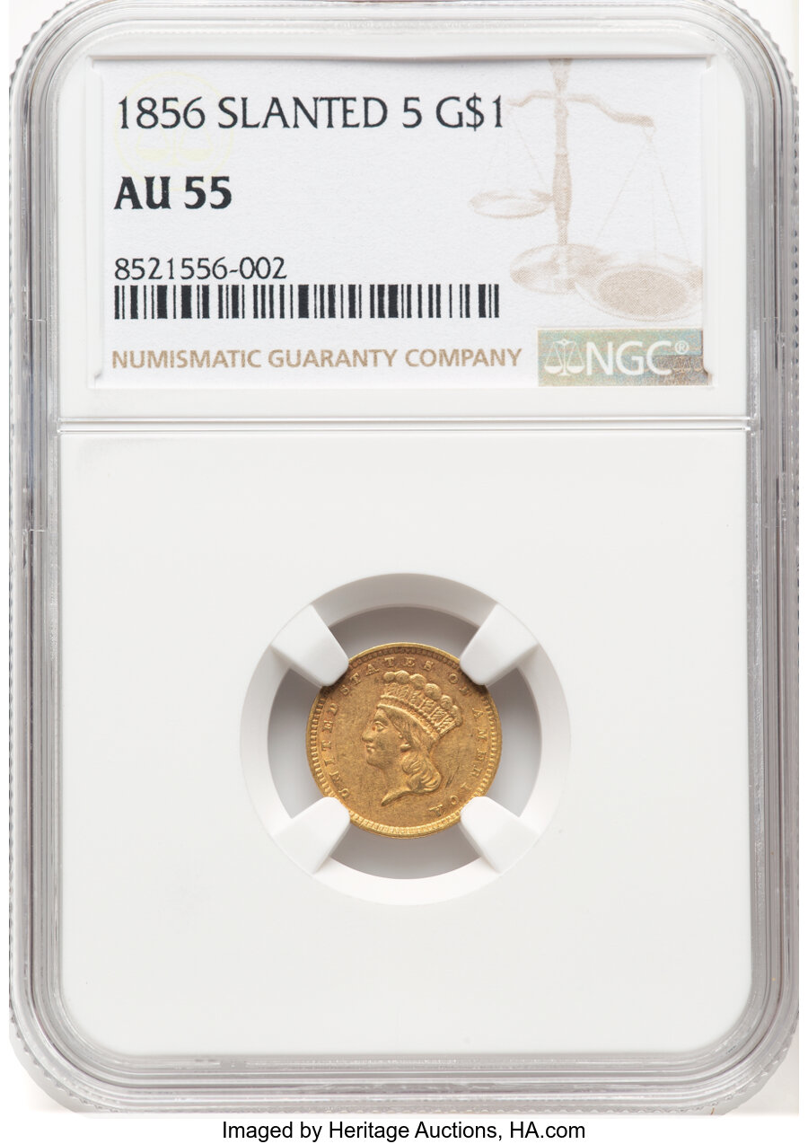 1856 Slanted 5 $1 Gold MS Values | Greysheet
