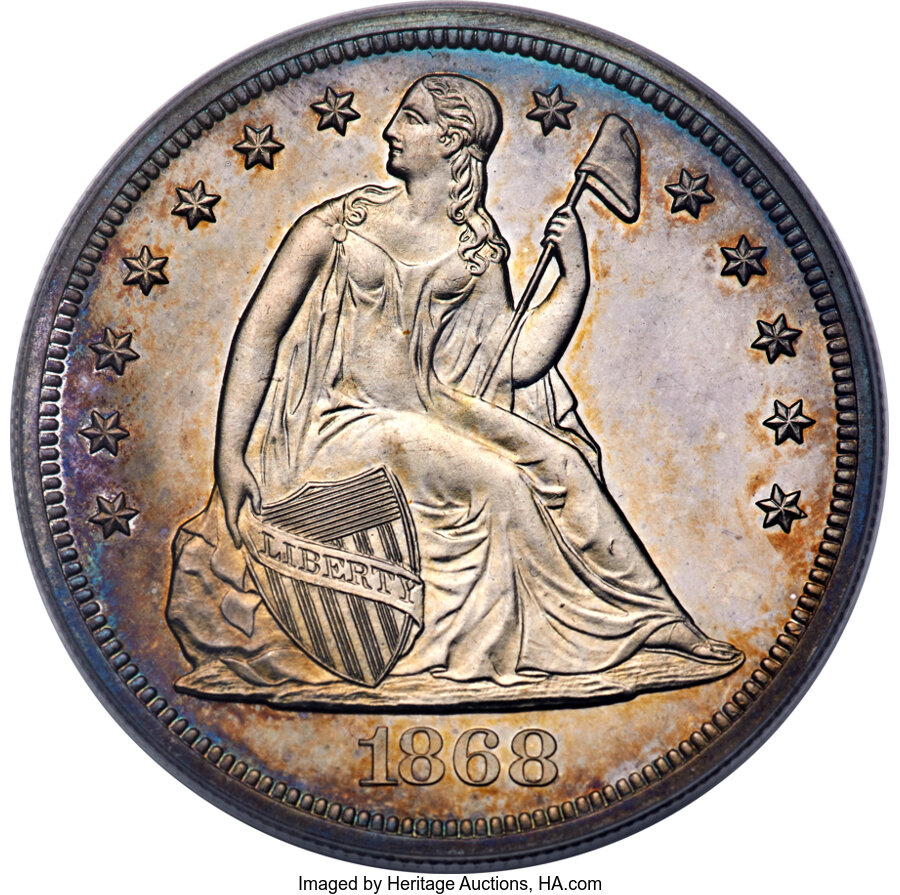 image for: 1868 $1 PR64 Cameo PCGS. OC-P2, High R.3....