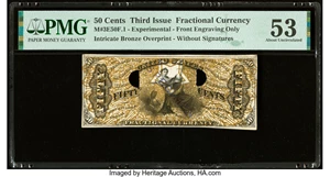 image for: Milton 3E50F.1 Experimental 50¢ Third Issue Justice PMG About Uncirculated 53....