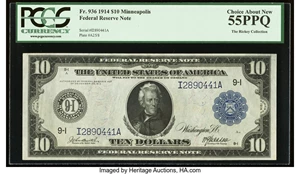image for: Fr. 936 $10 1914 Federal Reserve Note PCGS Choice About New 55PPQ....