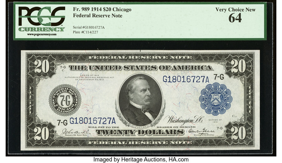 image for: Fr. 989 $20 1914 Federal Reserve Note PCGS Very Choice New 64....