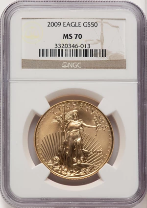 image for: 2009 G$50 One-Ounce Gold Eagle MS70 NGC. Mintage 1,493,000. ...