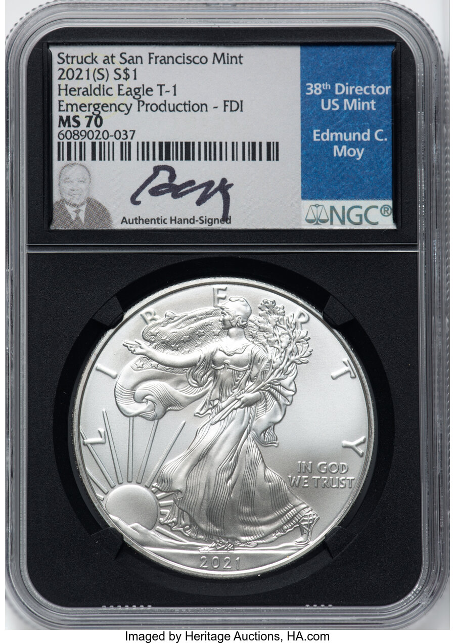 2021 S $1 Silver Eagles Silver Eagle, Type 1 Emergency San