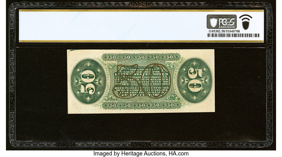 image for: Fr. 1334 50¢ Third Issue Spinner PCGS Banknote Choice AU 58....