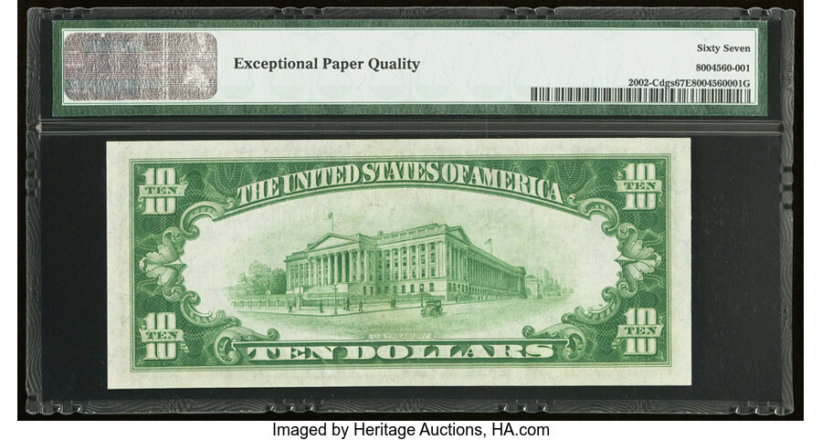 image for: Fr. 2002-C $10 1928B Federal Reserve Note. PMG Superb Gem Unc 67 EPQ....