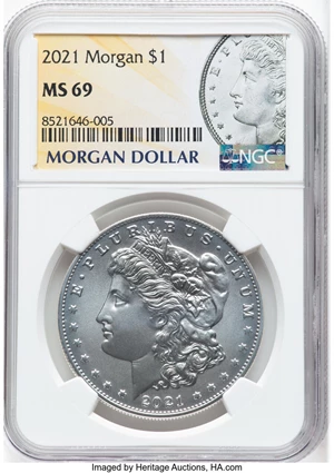 image for: 2021 $1 Morgan Dollar 100th Anniversary, MS69 NGC. ...