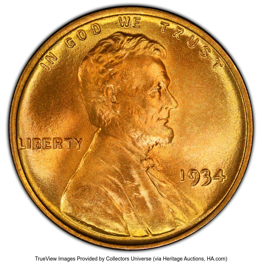 1934 1C MS67+ Red PCGS. CAC. Mintage 219,080,000....