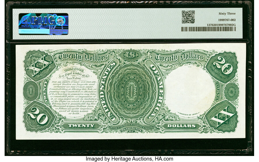 image for: Fr. 137 $20 1880 Legal Tender PMG Choice Uncirculated 63....