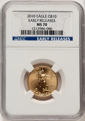 image for: 2010 $10 Quarter-Ounce Gold Eagle, Early Releases MS70 NGC....