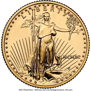 image for: 1990 $10 Quarter-Ounce Gold Eagle MS69 NGC. Mintage 41,000. ...