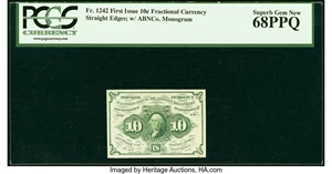 image for: Fr. 1242 10¢ First Issue PCGS Superb Gem New 68PPQ....
