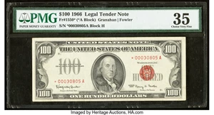 image for: Fr. 1550* $100 1966 Legal Tender Star Note. PMG Choice Very Fine 35....