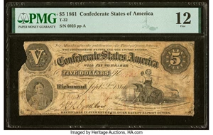 image for: T32 $5 1861 PF-1 Cr. 246 PMG Fine 12....