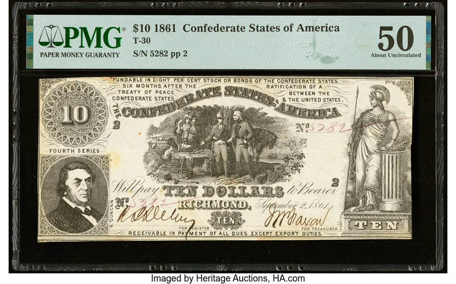image for: T30 $10 1861 PF-6 Cr. 242 PMG About Uncirculated 50....