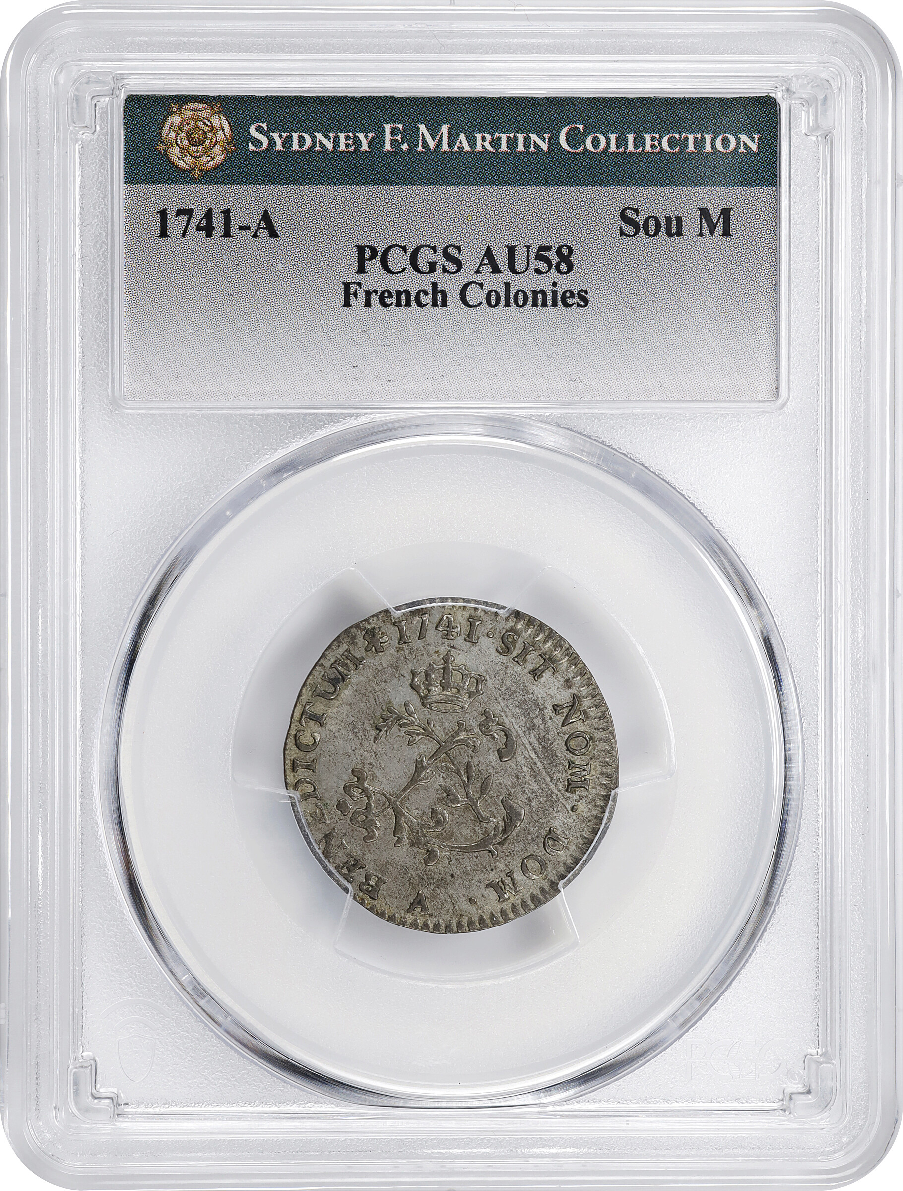 image for: 1741-A Sou Marque. Paris Mint. Vlack-20. Rarity-1. First Semester. AU-58 (PCGS).