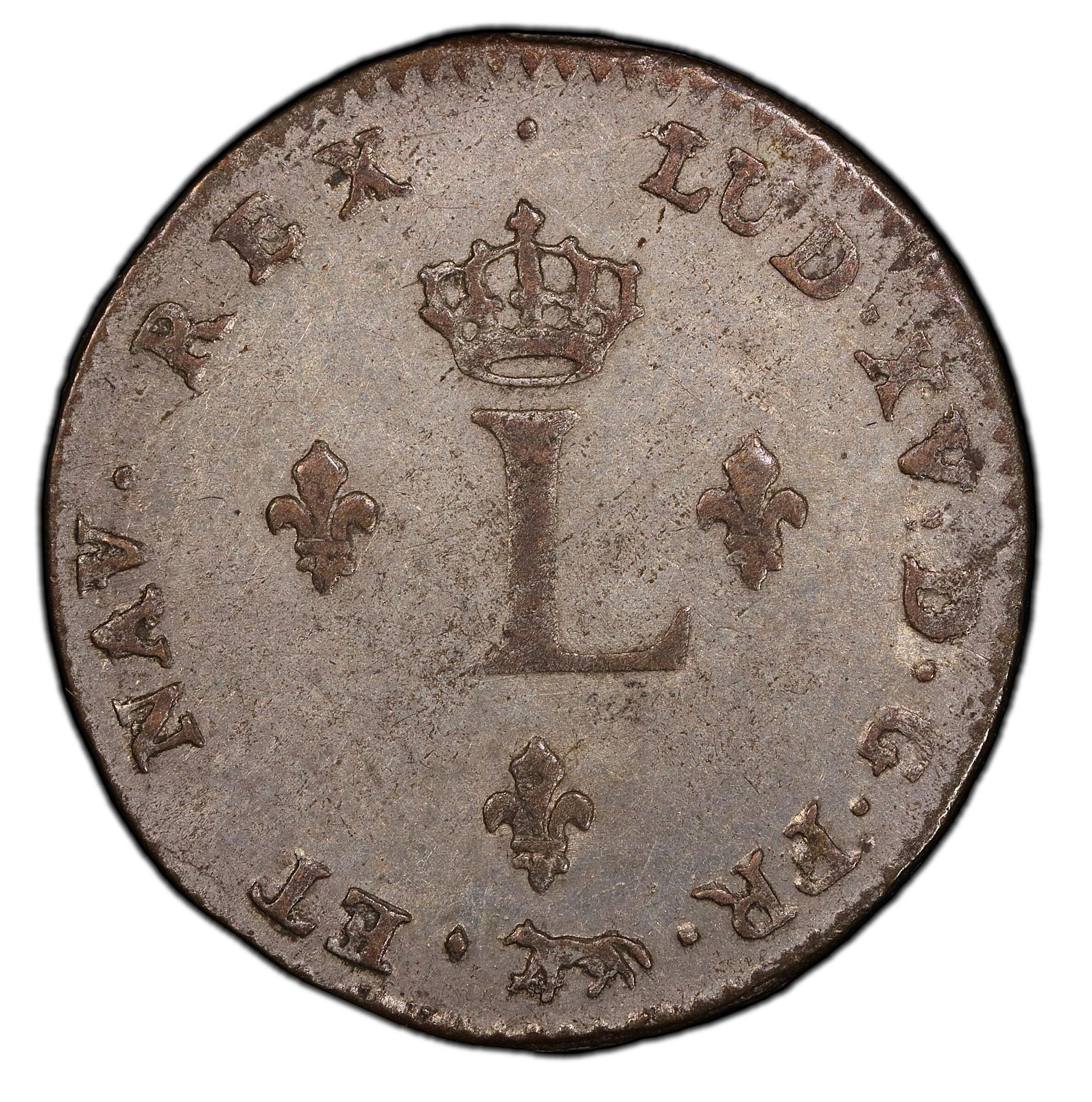 image for: 1747/3-A Sou Marque. Paris Mint. Vlack-26b. Unique. First Semester. AU-58+ (PCGS).