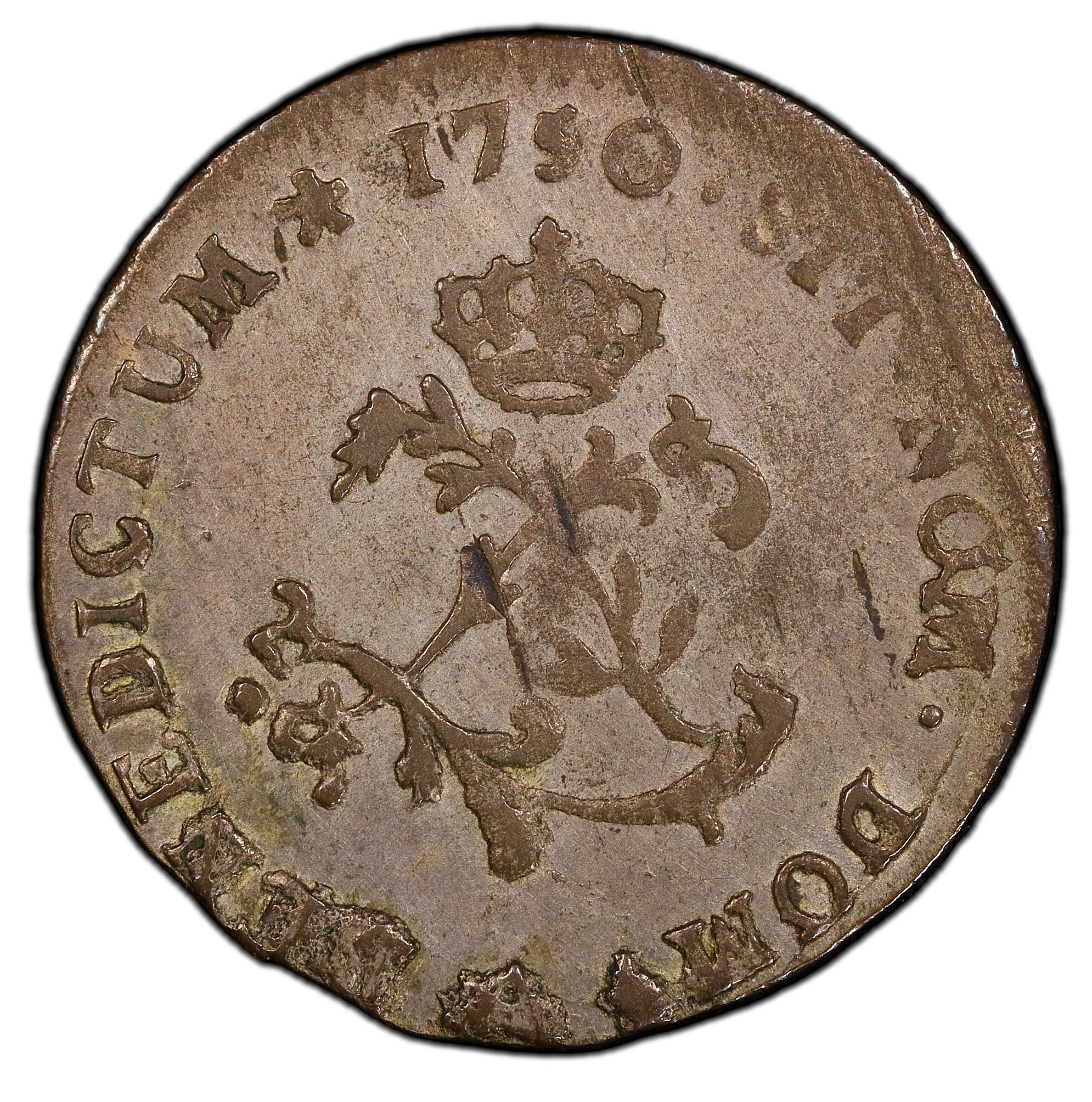 image for: 1750-A Sou Marque. Paris Mint. Vlack-30a. Rarity-5. Second Semester. AU-53 (PCGS).