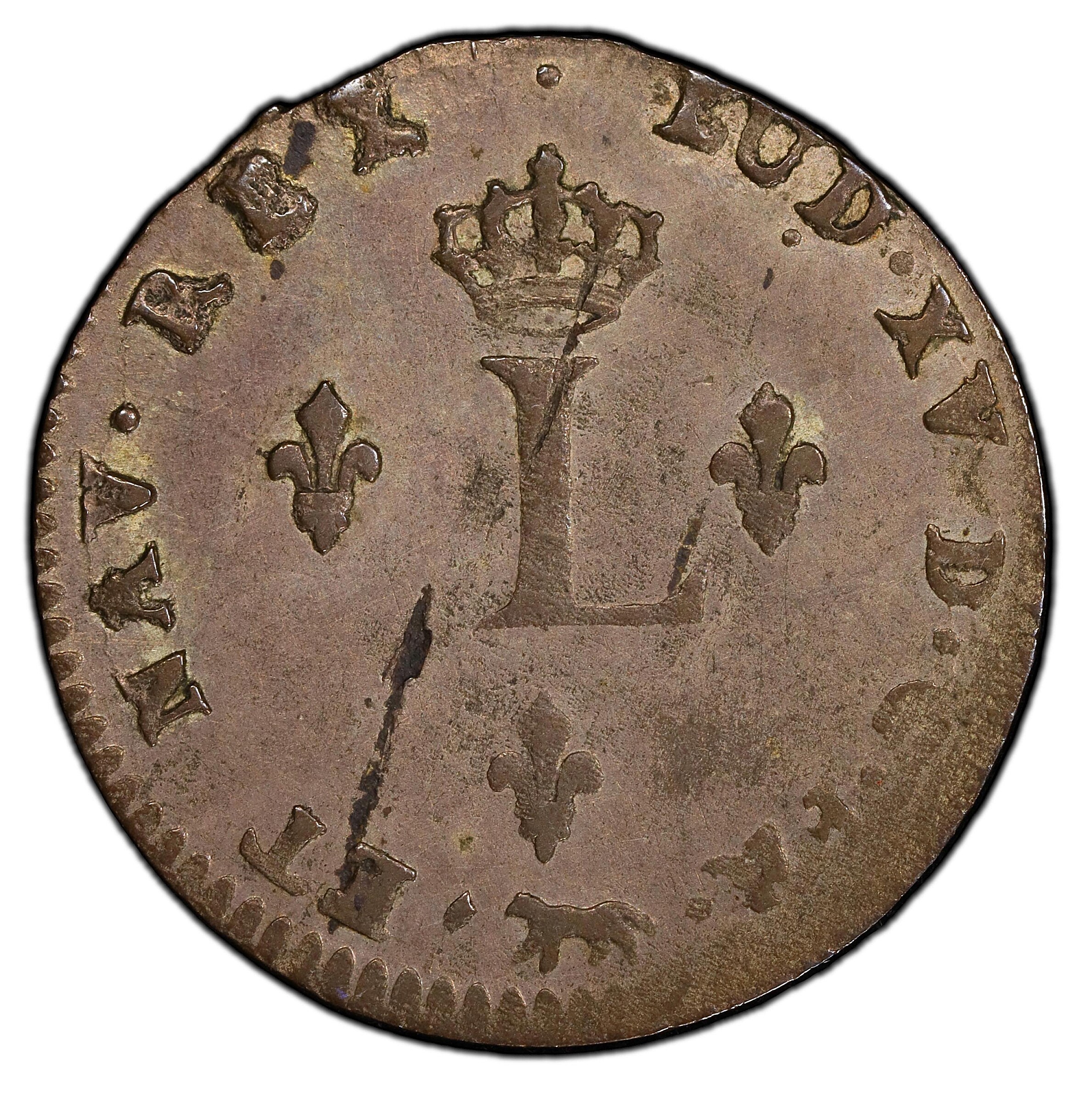 image for: 1750-A Sou Marque. Paris Mint. Vlack-30a. Rarity-5. Second Semester. AU-53 (PCGS).
