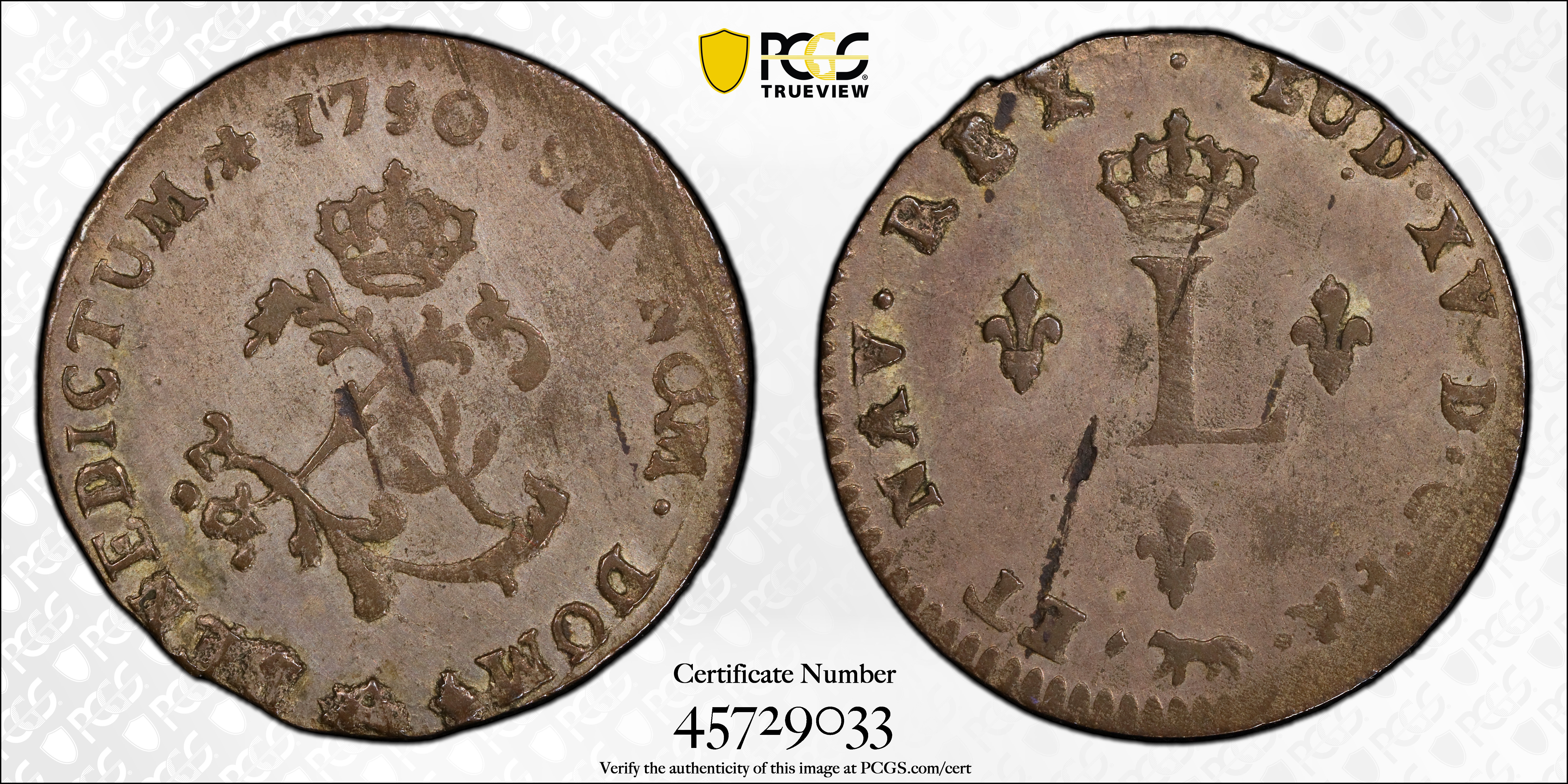 image for: 1750-A Sou Marque. Paris Mint. Vlack-30a. Rarity-5. Second Semester. AU-53 (PCGS).