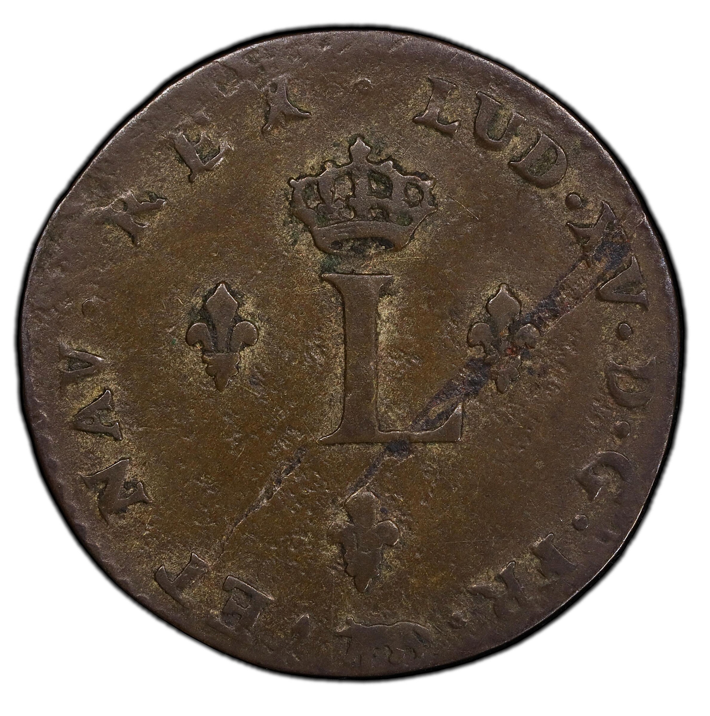 image for: 1752-A Sou Marque. Paris Mint. Vlack-32. Rarity-8. First Semester. EF-40 (PCGS).