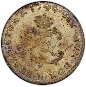 image for: 1740-B Sou Marque. Rouen Mint. Vlack-51, var. Repunched Date(?). MS-62 (PCGS).